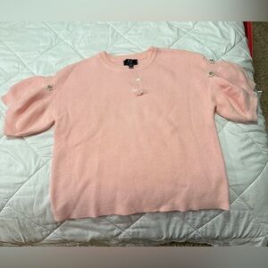G by Giuliana Pink Sweater with Embellished Shoulders